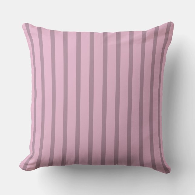Modern Rose Pink and Mauve Striped Cushion (Front)