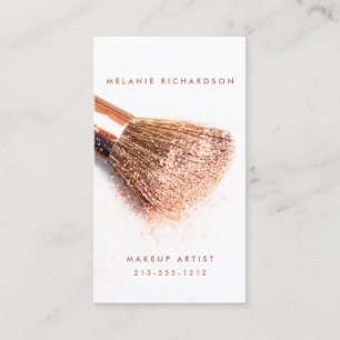 Modern Rose Pink Brush Makeup Artist Business Card