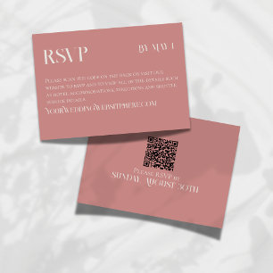 Modern Rose Pink Classic Wedding RSVP and QR Code Card