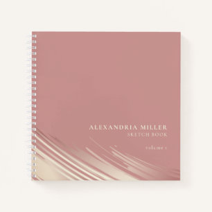Modern Rose Pink & Ecru Personalised Sketchbook Notebook