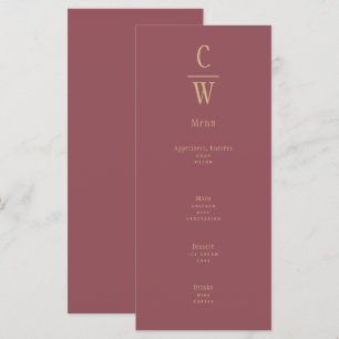 Modern Rose Pink Gold Wedding Monogrammed Menu