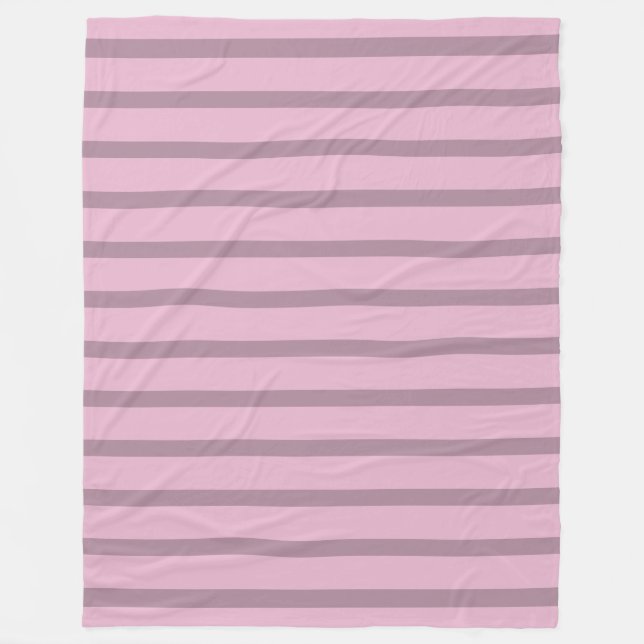 Modern Rose Pink Mauve Striped Fleece Blanket (Front)