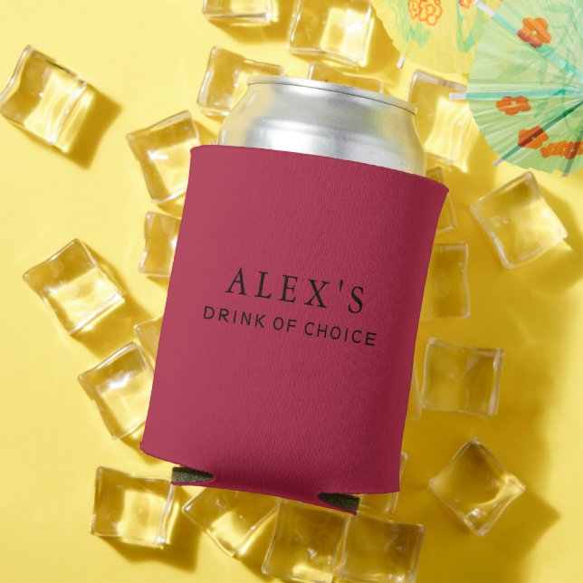 Modern Rose Red Personalised Can Cooler (In Situ Summer)