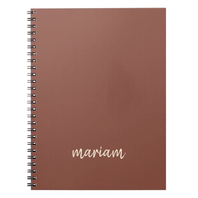 Modern Rose Taupe Trendy Script Name Monogram Notebook (Front)