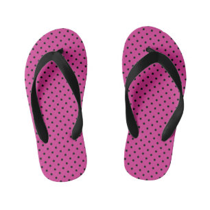Modern Rose Violet and Black Dots Kid's Thongs