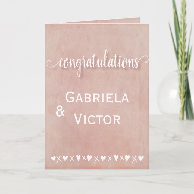 Modern Rose Wedding Engagement Congratulations Card (Front)