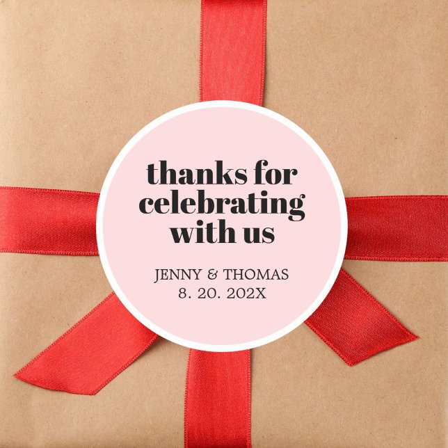 Modern Rose White Black Thank You Classic Round Sticker (Creator Uploaded)