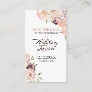 Modern Rose White Floral Save the Date Card