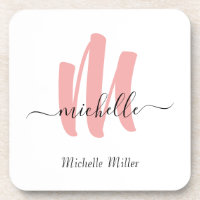 modern rose white monogram initial business name