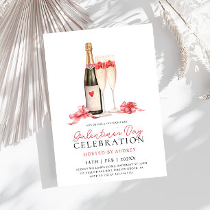 Modern Rose Wine Champagne Galentine's Day Party Invitation