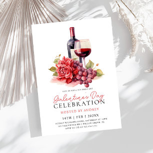 Modern Rose Wine Champagne Galentine's Day Party Invitation