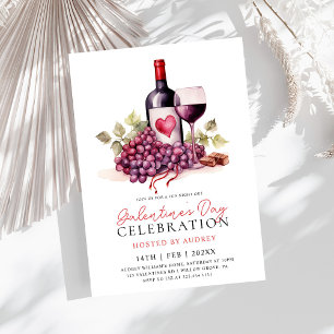 Modern Rose Wine Champagne Galentine's Day Party Invitation