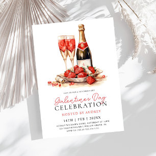 Modern Rose Wine Champagne Galentine's Day Party Invitation