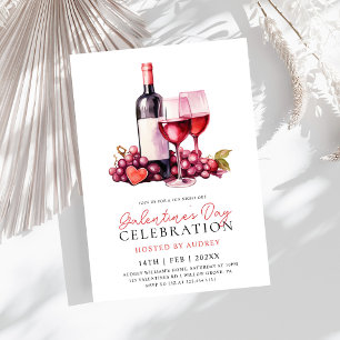 Modern Rose Wine Champagne Galentine's Day Party Invitation