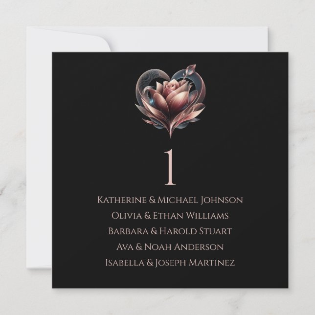 Modern Rose with Heart-Wedding Seating Chart- Invitation (Front)