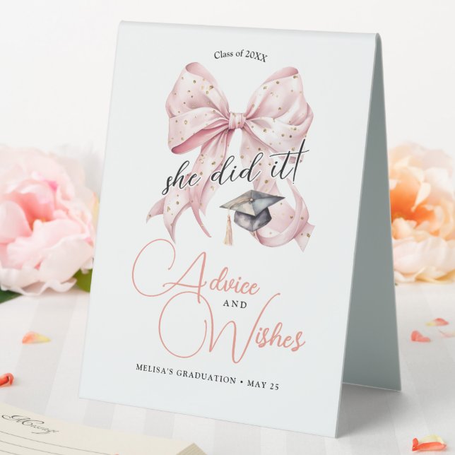 Modern Rosegold Bow Graduation Advice & Wishes (In SItu (Wedding))