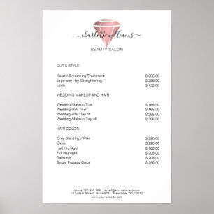 Modern Rosegold Diamond Price List Poster