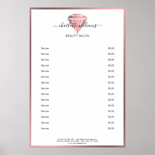 Modern Rosegold Diamond Price List Poster