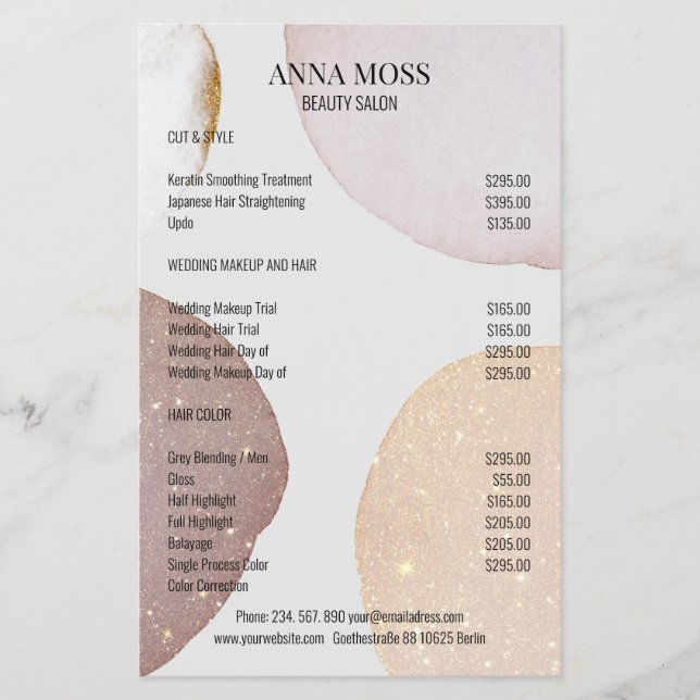 Modern Rosegold Glitter Flyer (Front)