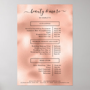 Modern Rosegold Simpel Salon Price List Poster