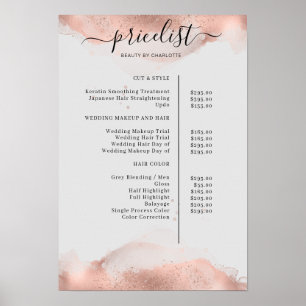 Modern  Roségold Watercolour Pricelist Poster