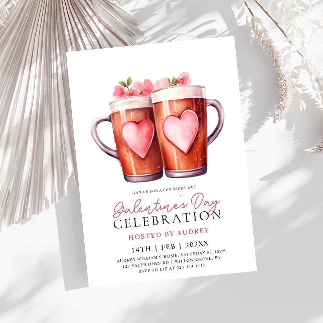 Modern Roses Beer Galentine's Day Party Invitation (Creator Uploaded)