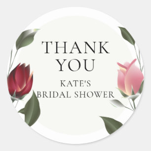 Modern Roses Bridal Shower Thank You Classic Round Sticker