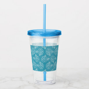 Modern Roses on Light Turquoise Acrylic Tumbler