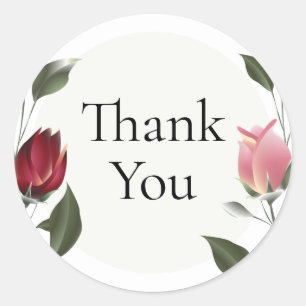 Modern Roses Thank You Classic Round Sticker