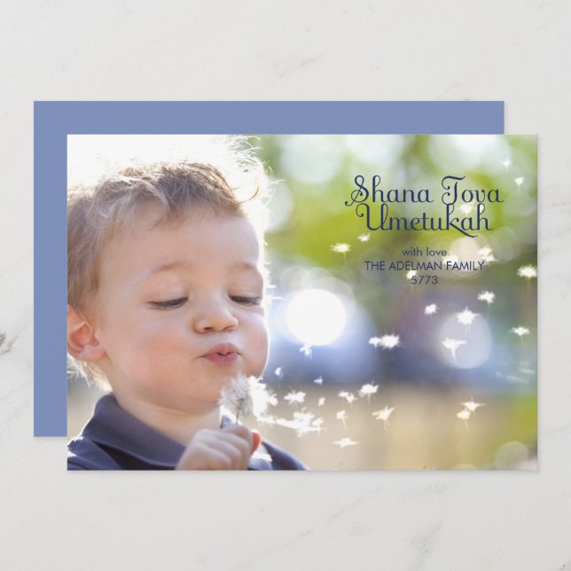 Modern Rosh Hashanah Photo Card (Front/Back)