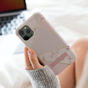 Modern Rosy Gold Marble Phone Case