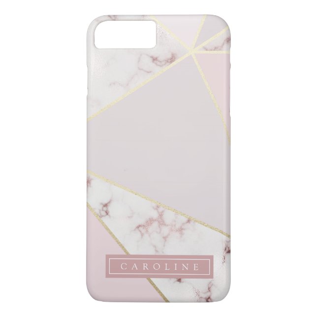 Modern Rosy Gold Marble Phone Case (Back)