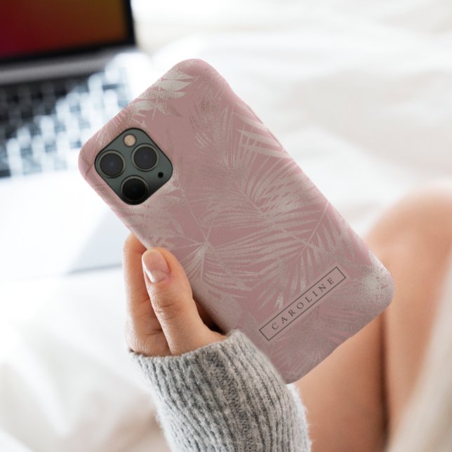 Modern Rosy Gold Palms Marble Phone Case (Creator Uploaded)