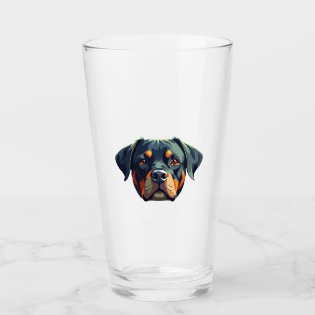 Modern Rottweiler Portrait � Bold Vector Style Dog Glass (Front)