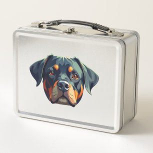 Modern Rottweiler Portrait � Bold Vector Style Dog Metal Lunch Box