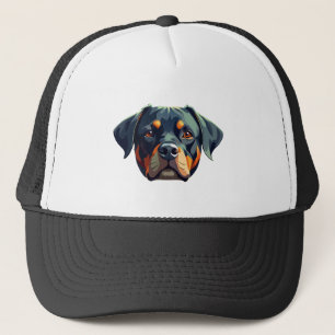 Modern Rottweiler Portrait � Bold Vector Style Dog Trucker Hat