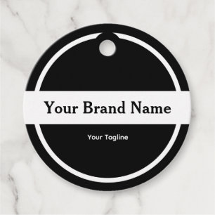 Modern Round Black Custom Logo Business Favour Tag