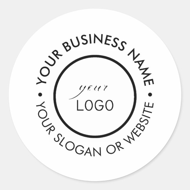 Modern Round Company Custom Logo Slogan Classic Round Sticker (Front)