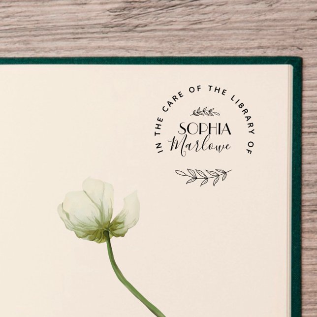 Modern Round Custom Book Botanical Self-inking Stamp (Creator Uploaded)