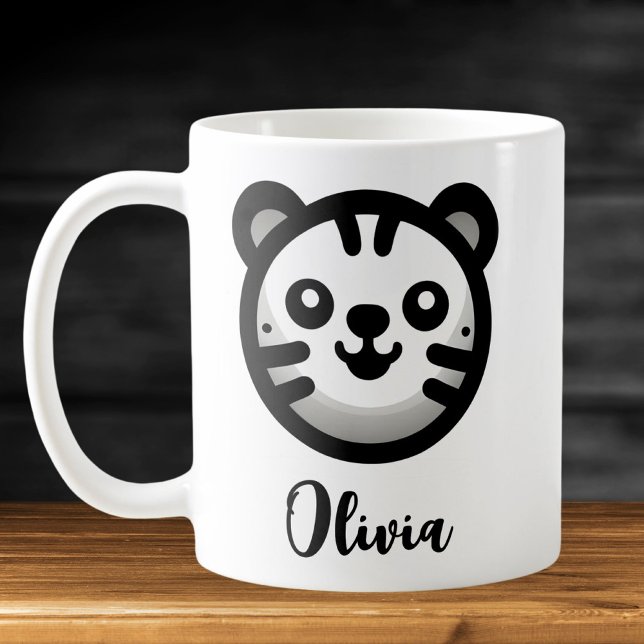 Modern Round Cute Kitten Face Coffee Mug (Creator Uploaded)