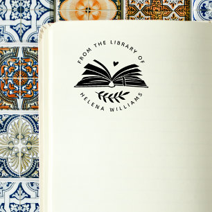 Modern Round Elegant Book Custom Library Self-inking Stamp