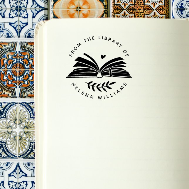 Modern Round Elegant Book Custom Library  Self-inking Stamp (Creator Uploaded)
