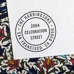 Modern Round Family Name Return Address Self-inking Stamp