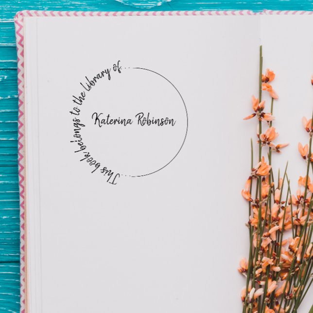 Modern Round Hand-written Custom Name Bookstore Self-inking Stamp (Creator Uploaded)
