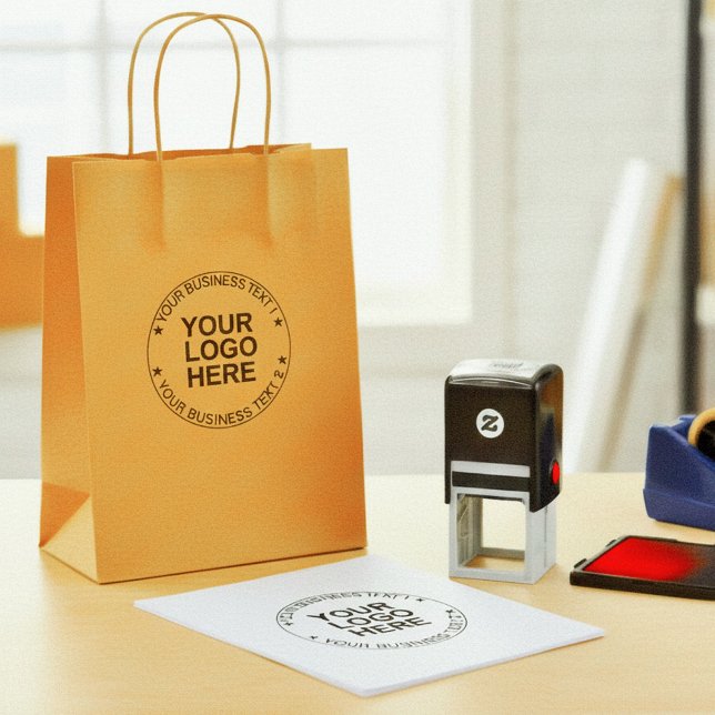 Modern Round Logo Stamp. Custom Business Text Seal Self-inking Stamp (self inking custom rubber stamp with logo stamp)