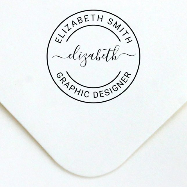 Modern Round Personalised Name and Job Title Self-inking Stamp (Creator Uploaded)