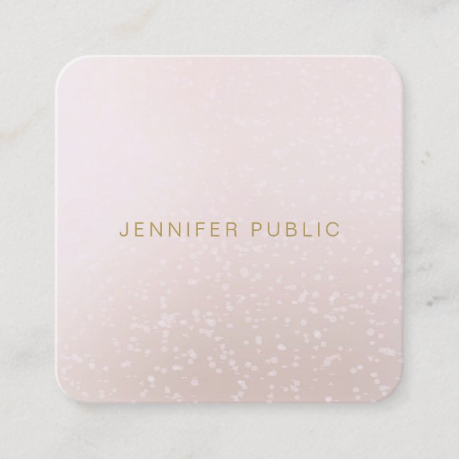 Modern Rounded Square Template Elegant Gold Font Square Business Card (Front)