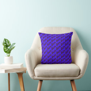 Modern Royal Blue and Purple Geometric Zigzag Cushion