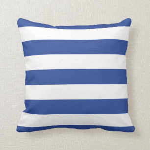 Modern Royal Blue and White Stripes Cushion