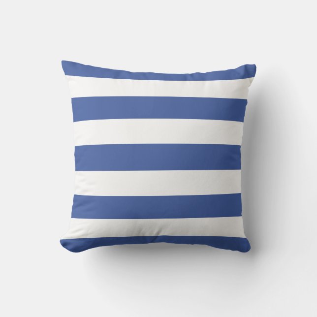 Modern Royal Blue and White Stripes Outdoor Cushion (Front)